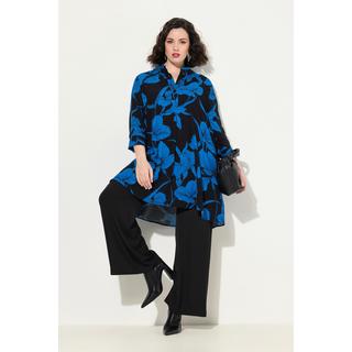 Ulla Popken Tunica Fiori Taglio Svasato Collo Alto Maniche 3/4  