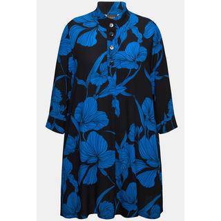 Ulla Popken Tunica Fiori Taglio Svasato Collo Alto Maniche 3/4  