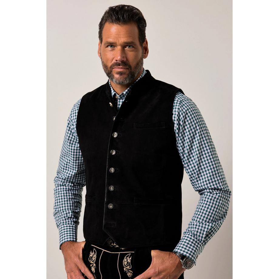 JP1880 Gilet Tradizionale in Pelle Scamosciata di Capra Collo Alto  