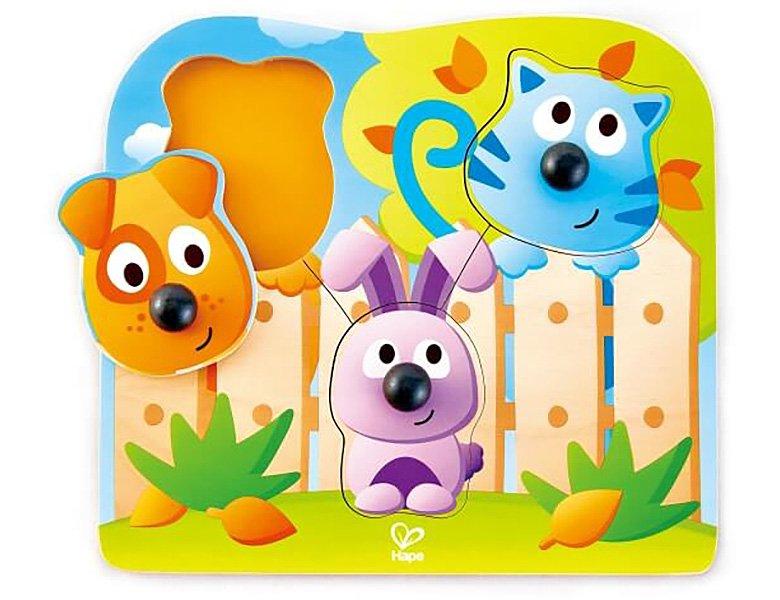 Hape  Puzzle Knopfpuzzle Haustiere (4Teile) 