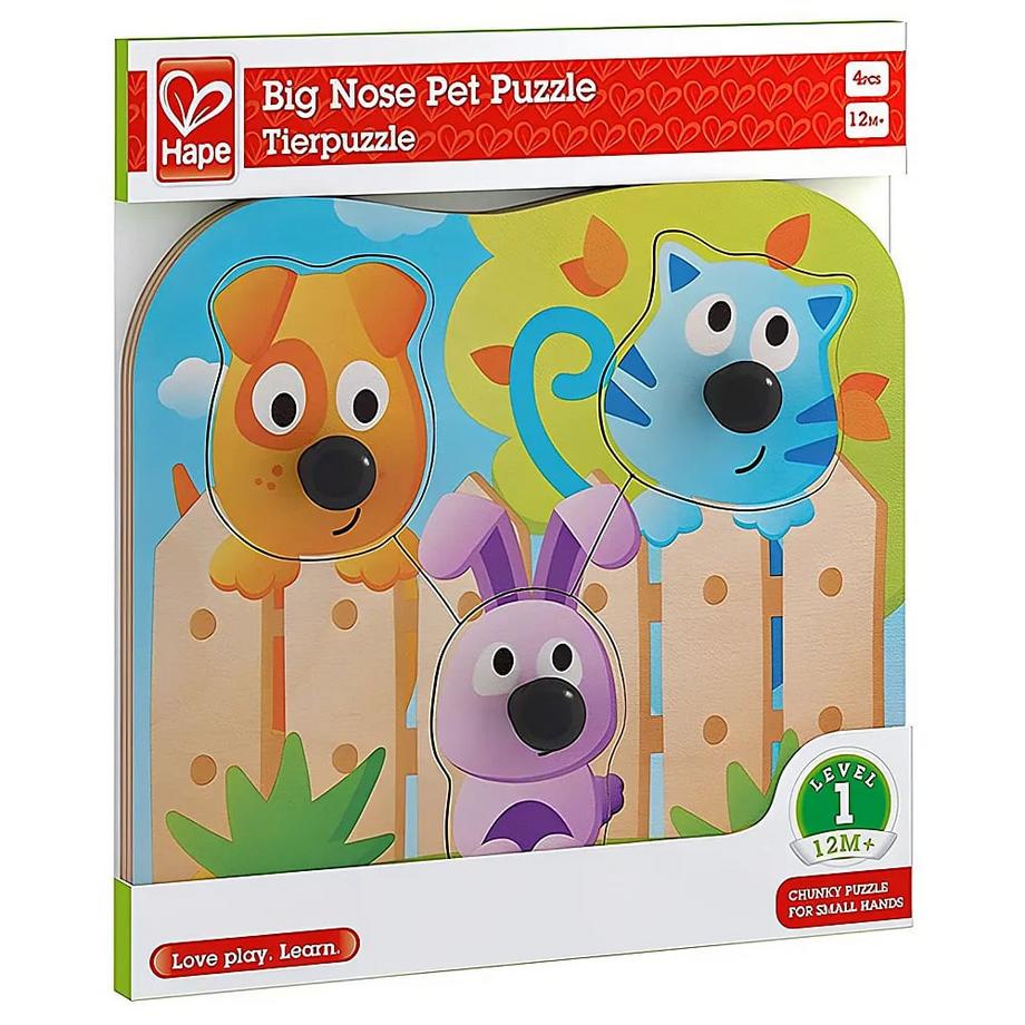 Hape  Puzzle Knopfpuzzle Haustiere (4Teile) 