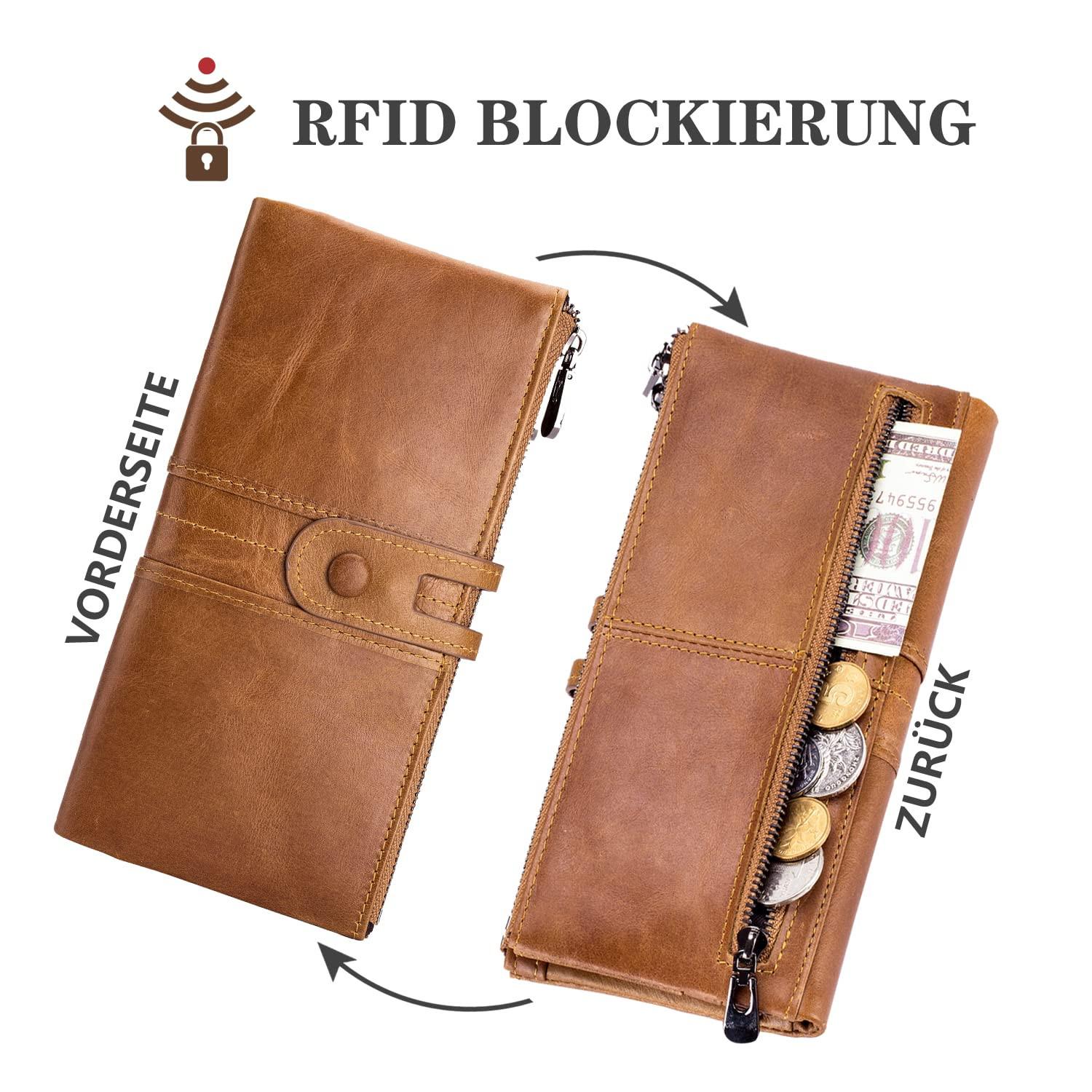 Only-bags.store Grande Portafoglio Vintage in Pelle con Protezione RFID  