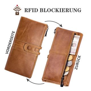 Only-bags.store  Große Vintage Brieftasche Leder Brieftasche mit RFID-Schutz - Brieftasche mit 13 Kartenfächern mit Handyfach 