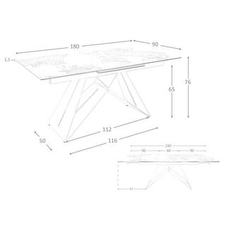 ANGEL CERDA Tavolo da pranzo rettangolare allungabile in marmo porcellanato e acciaio grigio tortora  