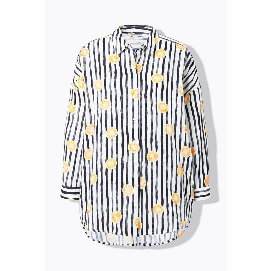 Studio Untold Musselin Streifen Oversized Fruit Print Bluse  