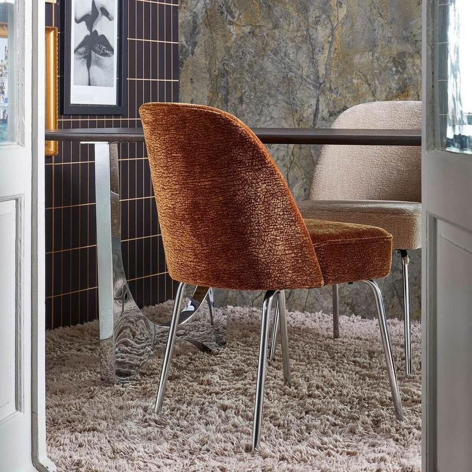 mutoni Chaise de salle à manger Vogue 3D-Chenille brun moyen  