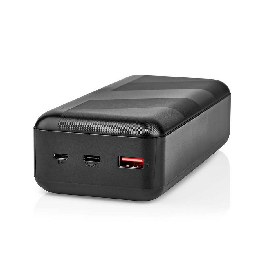 Nedis  Powerbank | 30000 mAh | 1,5 / 2,0 / 3,0 A | Anzahl der Ausgänge: 2 | Ausgangsanschluss: 1x USB-A / 1x USB-C™ | Eingangsanschluss: 1x Micro USB / 1x USB-C™ | PD3.0 20W | Lithium-Polymer 