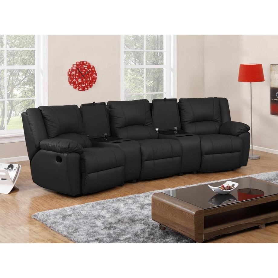 Vente-unique Divano 3 posti e 2 posti relax in Pelle di vacchetta Nero - AROMA  