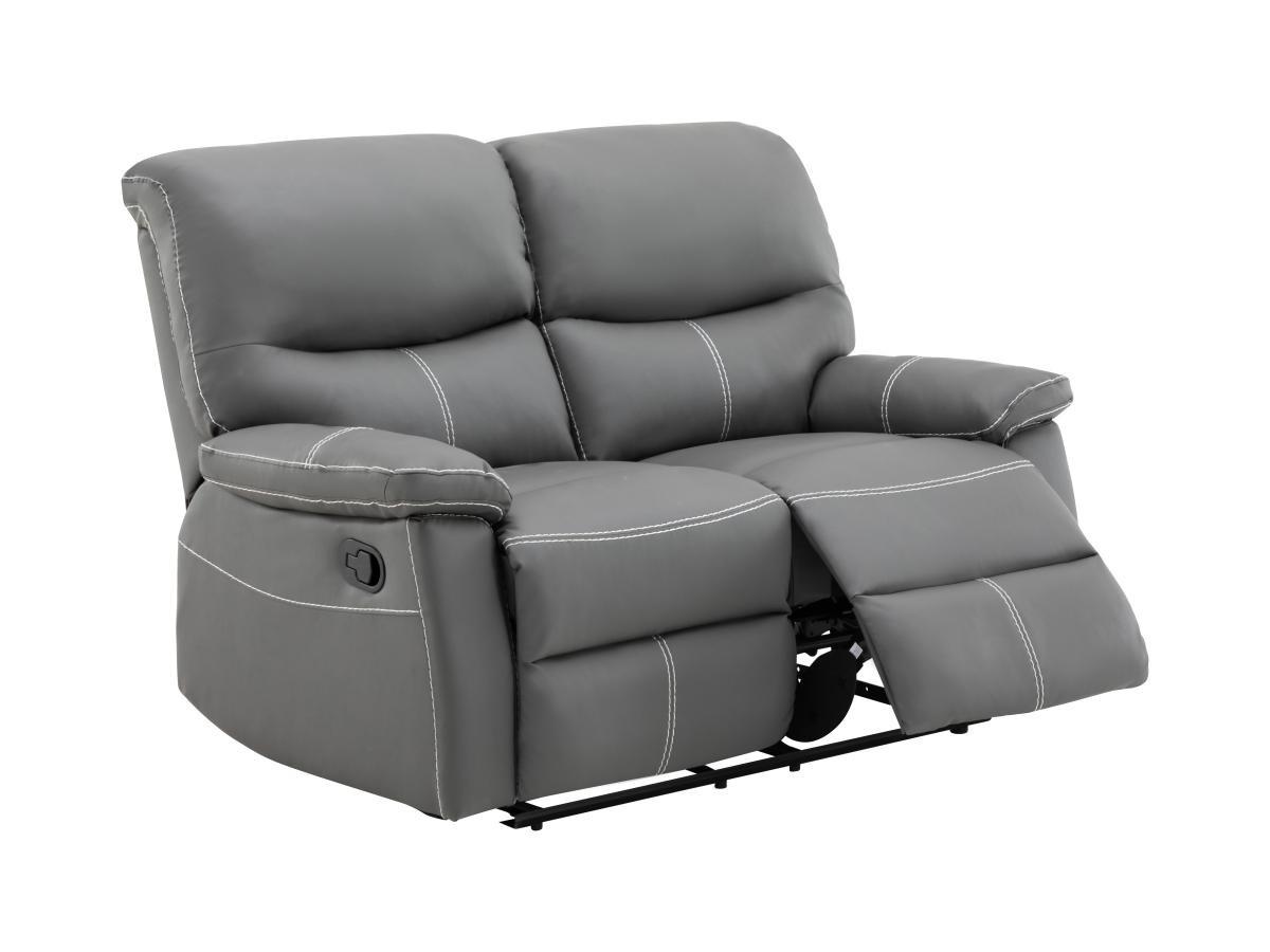 Vente-unique Relaxsofa 2-Sitzer - Kunstleder - Grau - CANBY  