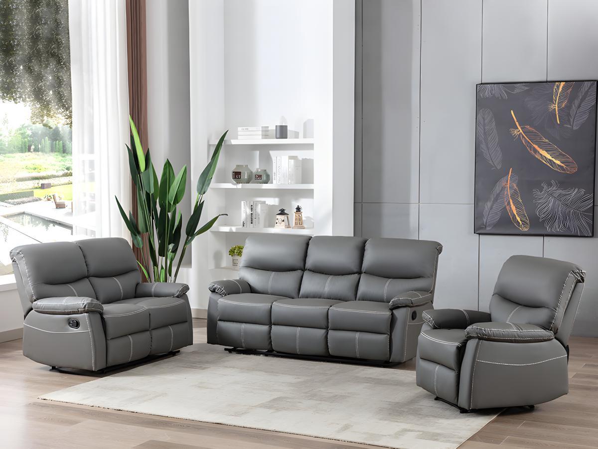 Vente-unique Relaxsofa 2-Sitzer - Kunstleder - Grau - CANBY  