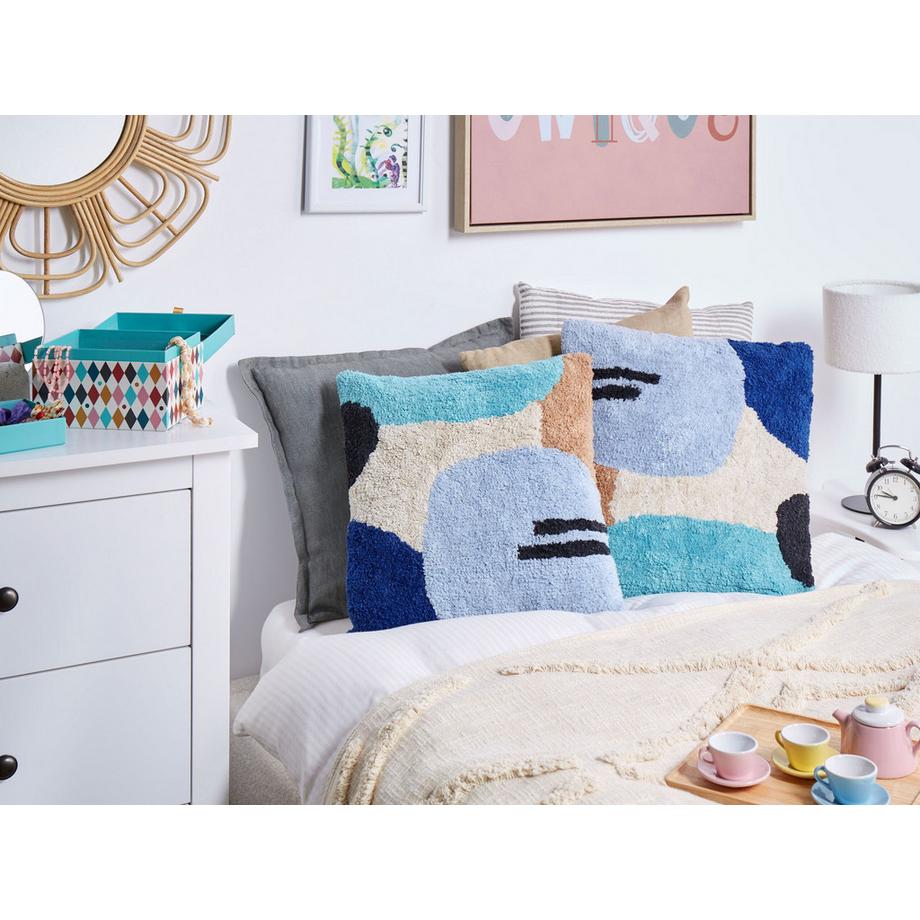 Beliani Lot de 2 coussins décoratifs en Coton Moderne DAHLIA  