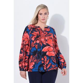 Ulla Popken Tunica Fiori Linea A Scollo a Tunica Maniche Lunghe  