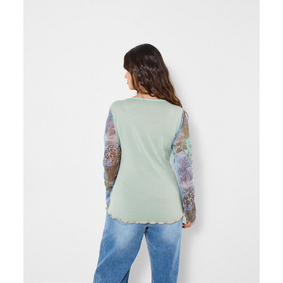 Joe Browns Langarm Netzstoff Oberteil Tiermuster  