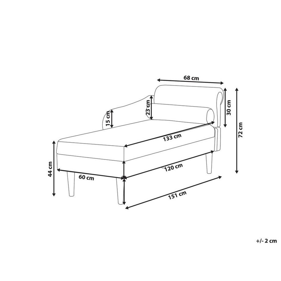 Beliani Chaise longue côté droit en Tissu  YVOIRE  