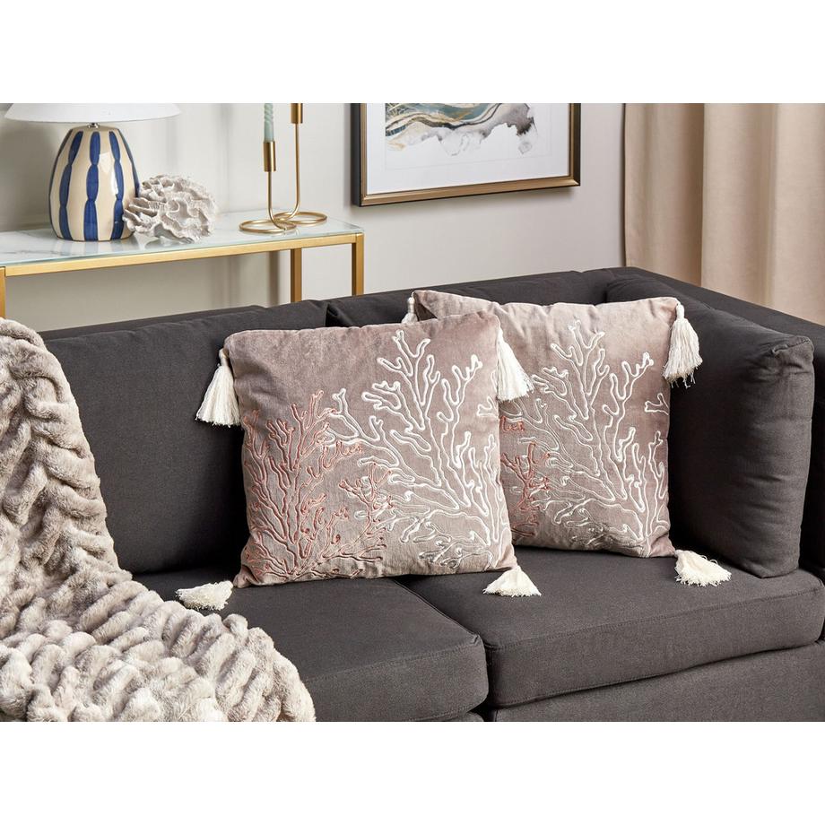 Beliani Lot de 2 coussins décoratifs en Velours Moderne MAZZAELLA  