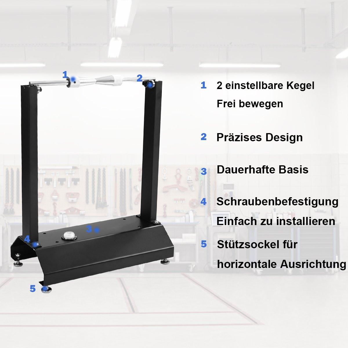 Northix Tragbare Motorrad-Radauswuchtmaschine mit verstellbaren Kegeln 40,5 x 22 x 51 cm  