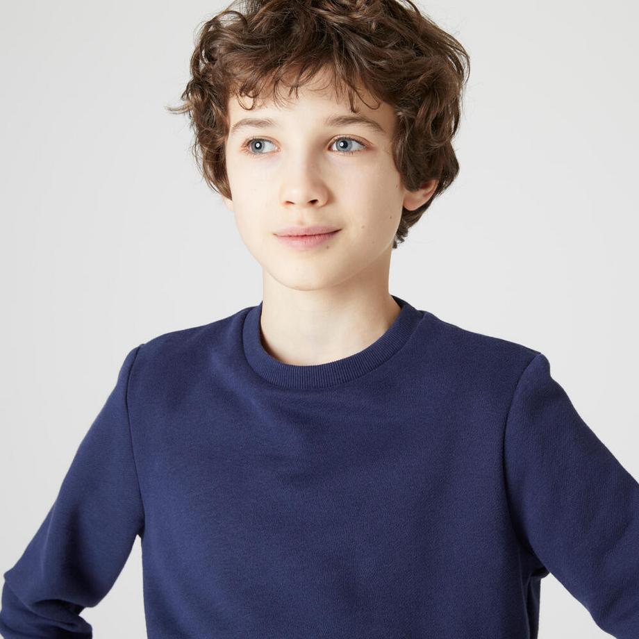 DOMYOS  Sweatshirt Basic Rundhalsausschnitt Baumwolle Kinder marineblau 