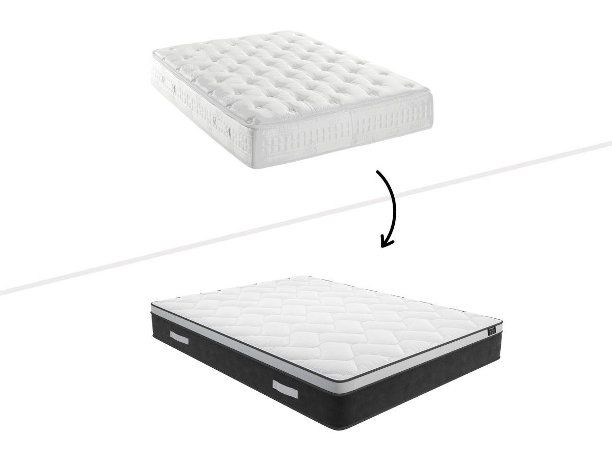 DREAMEA Set aus Bettgestell mit Bettkasten + Taschenfederkernmatratze mit Memory Schaum - 180 x 200 cm - Stärke 25 cm - Weiß - ASTRIA Art Collection von YSMÉE  