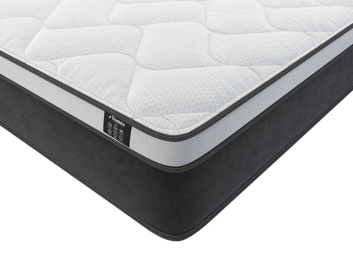 DREAMEA Set aus Bettgestell mit Bettkasten + Taschenfederkernmatratze mit Memory Schaum - 180 x 200 cm - Stärke 25 cm - Weiß - ASTRIA Art Collection von YSMÉE  