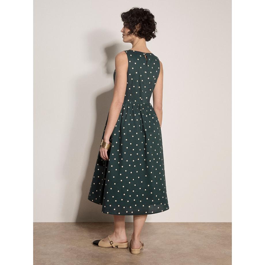 APRICOT Robe mi-longue en coton à pois  
