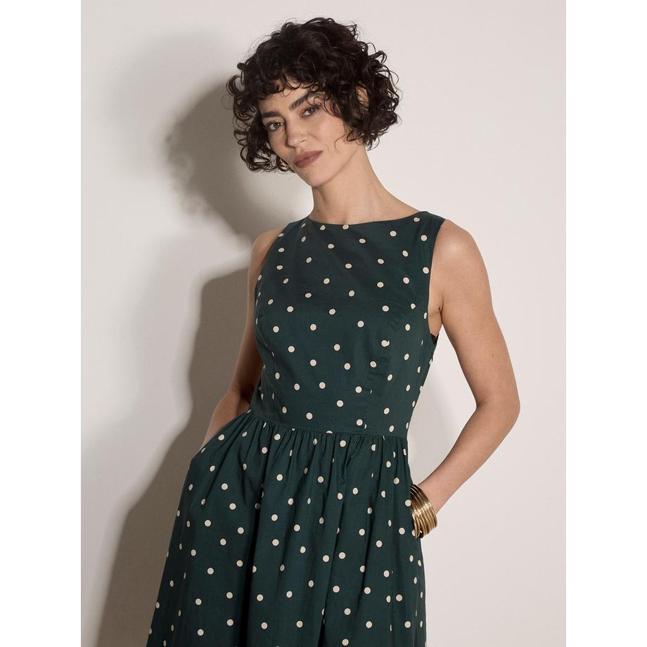 APRICOT Robe mi-longue en coton à pois  