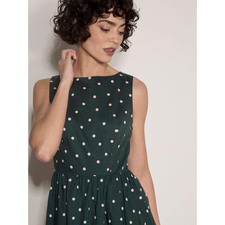 APRICOT Robe mi-longue en coton à pois  