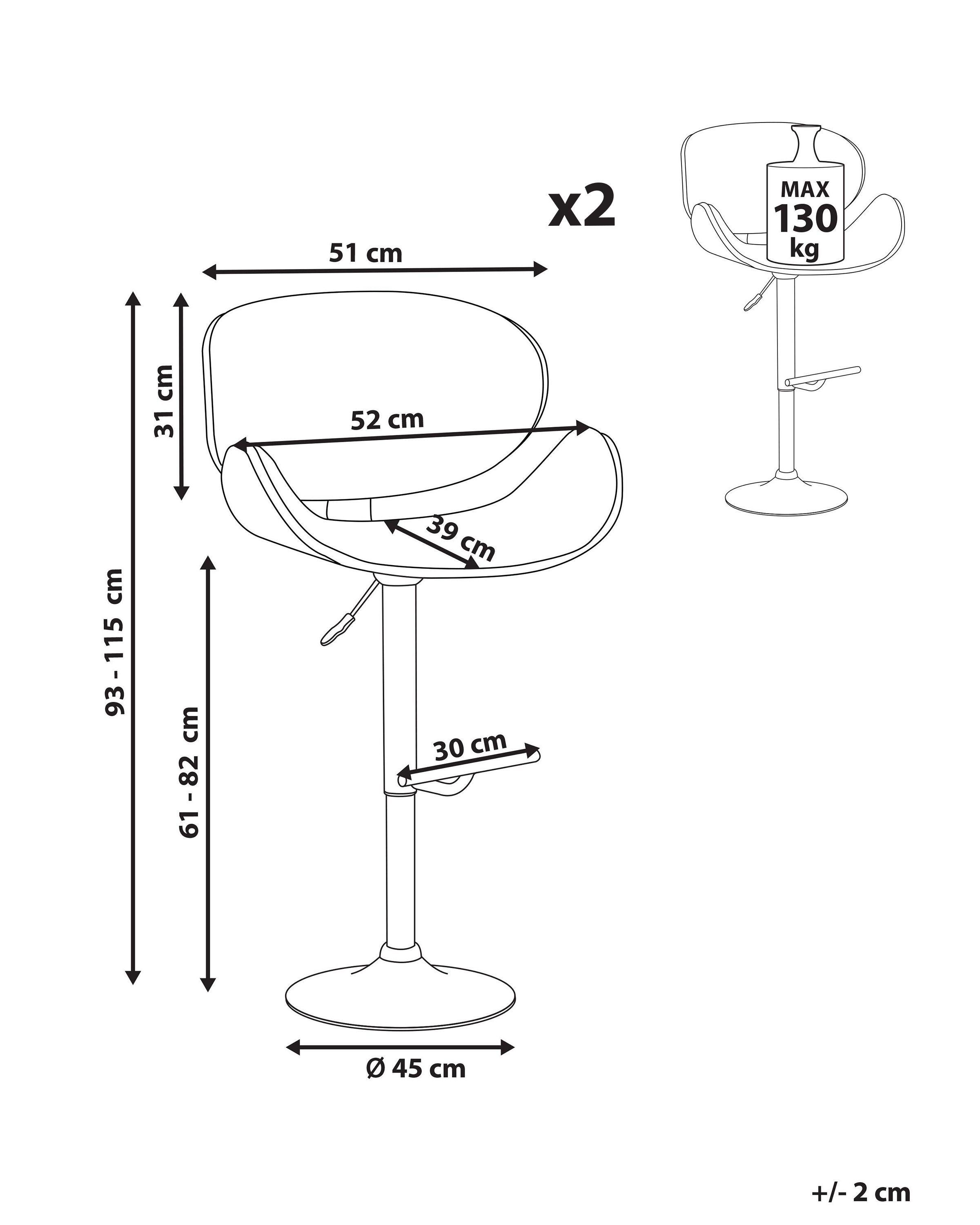 Beliani Set mit 2 Barstühlen aus Kunstleder Retro ROTTERDAM  