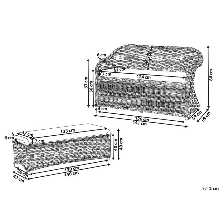 Beliani Banc avec coussin d'assise en Rotin Boho SUSUA  