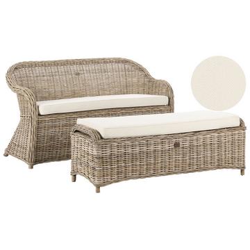 Banc avec coussin d'assise en Rotin Boho SUSUA