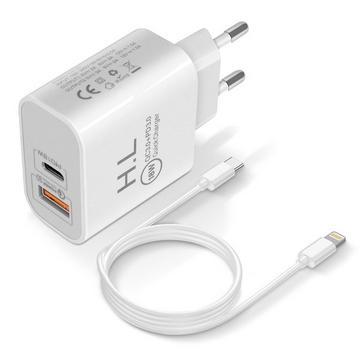 Chargeur iPhone + Câble USB C - Blanc