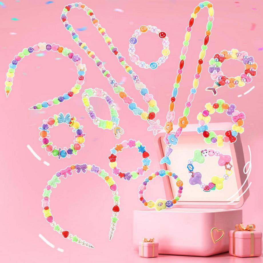 Activity-board  Perlen zum Auffädeln, 32 Arten von Perlen für Armbänder Schmuck, Perlen-Set Handwerk Kit Kinder, DIY Freundschaft Armbänder Armbänder do it yourself 