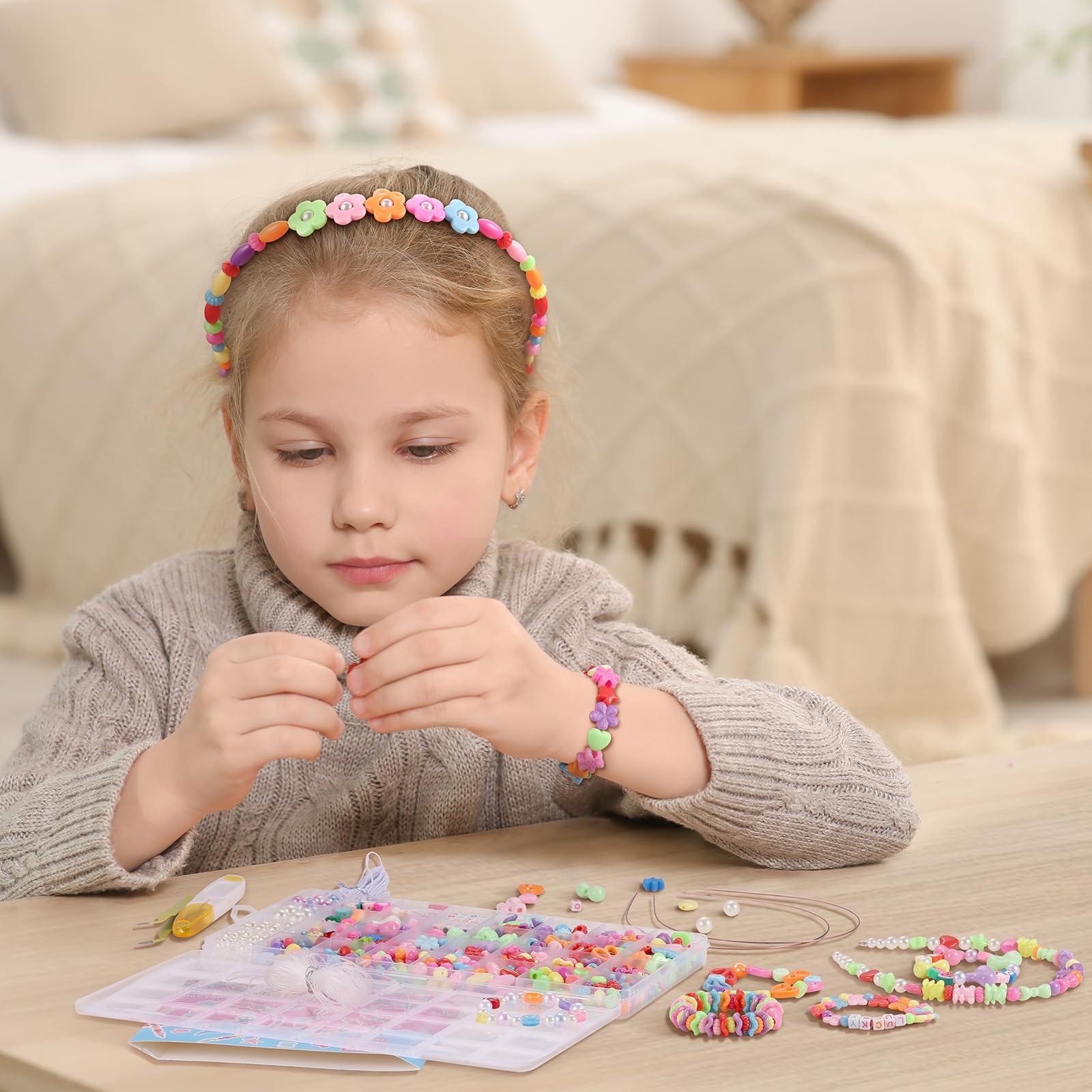 Activity-board  Perles à enfiler, 32 types de perles pour bracelets bijoux, kit de perles pour enfants, bracelets d'amitié DIY, bracelets à faire soi-même 