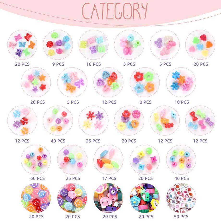 Activity-board  Perlen zum Auffädeln, 32 Arten von Perlen für Armbänder Schmuck, Perlen-Set Handwerk Kit Kinder, DIY Freundschaft Armbänder Armbänder do it yourself 