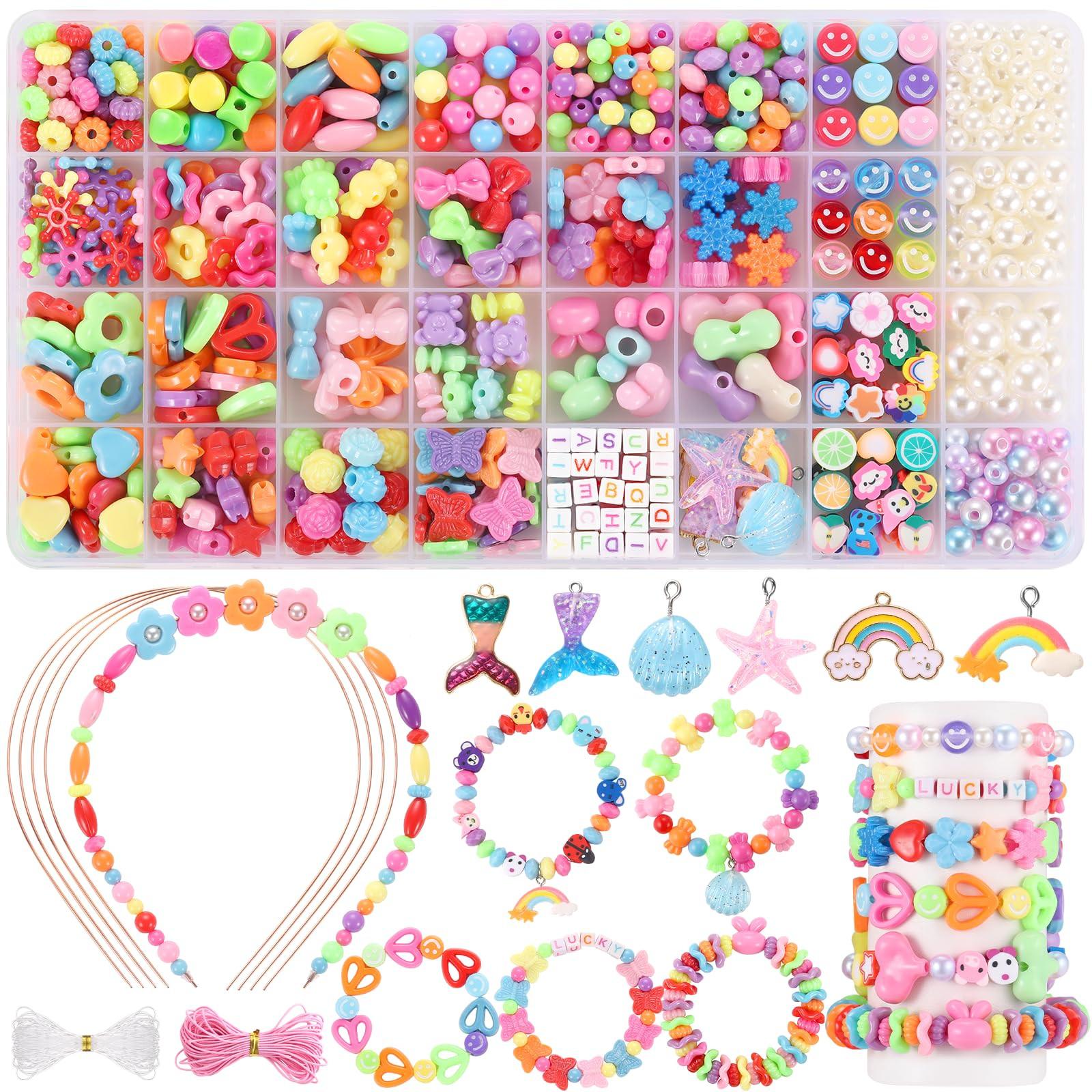 Activity-board  Perles à enfiler, 32 types de perles pour bracelets bijoux, kit de perles pour enfants, bracelets d'amitié DIY, bracelets à faire soi-même 