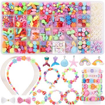 Perles à enfiler, 32 types de perles pour bracelets bijoux, kit de perles pour enfants, bracelets d'amitié DIY, bracelets à faire soi-même