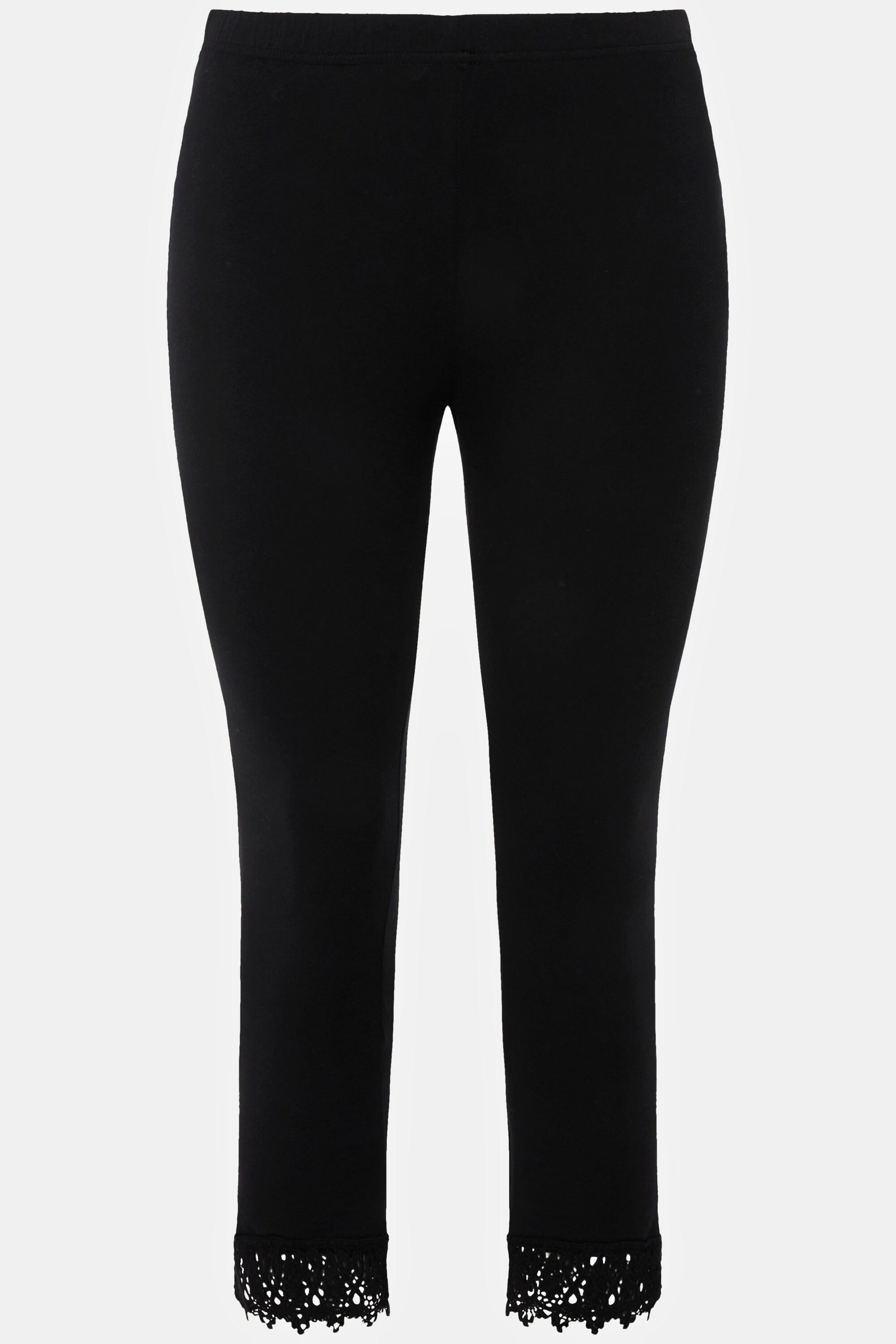 Ulla Popken  Leggings a 7/8 in cotone biologico con orli di pizzo 