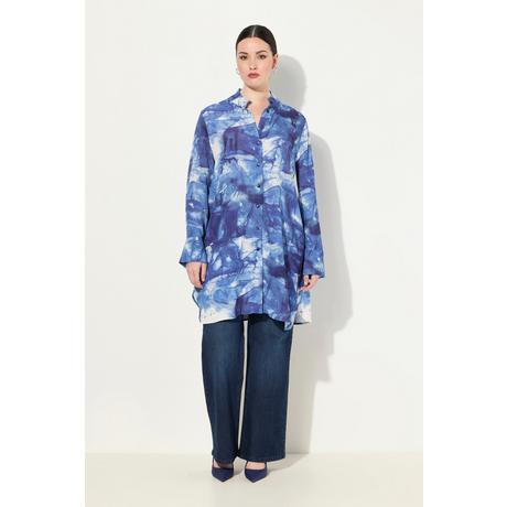 Ulla Popken  Blusa dal taglio lungo e svasato con batik, collo alto e maniche lunghe 