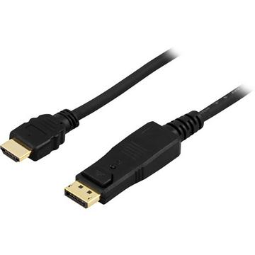 DELTACO DisplayPort HDMI audio 19 pin ha 1m nero
