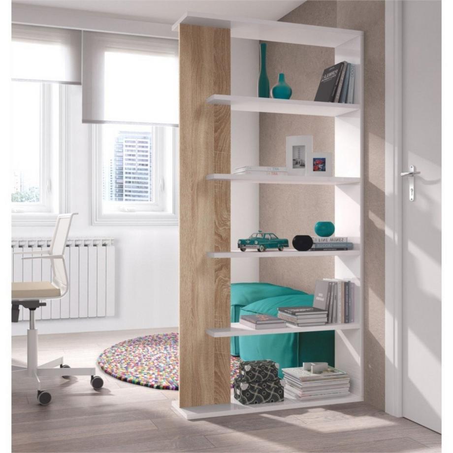 Calicosy Bibliothèque séparateur de pièces 4 tablettes Alida - H180 cm  