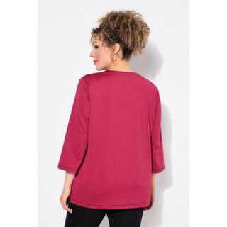 Ulla Popken  T-shirt con cuciture decorative, scollo a girocollo e mezze maniche 