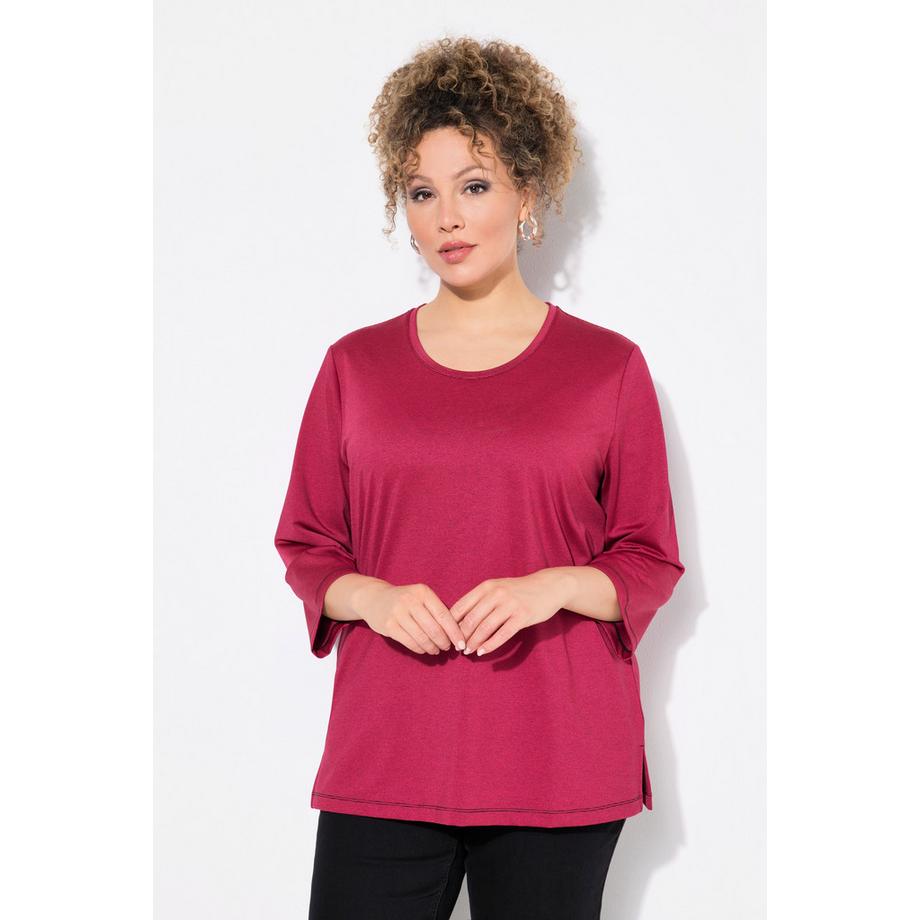 Ulla Popken T-shirt Surpiqûres Col Rond Manches Courtes  