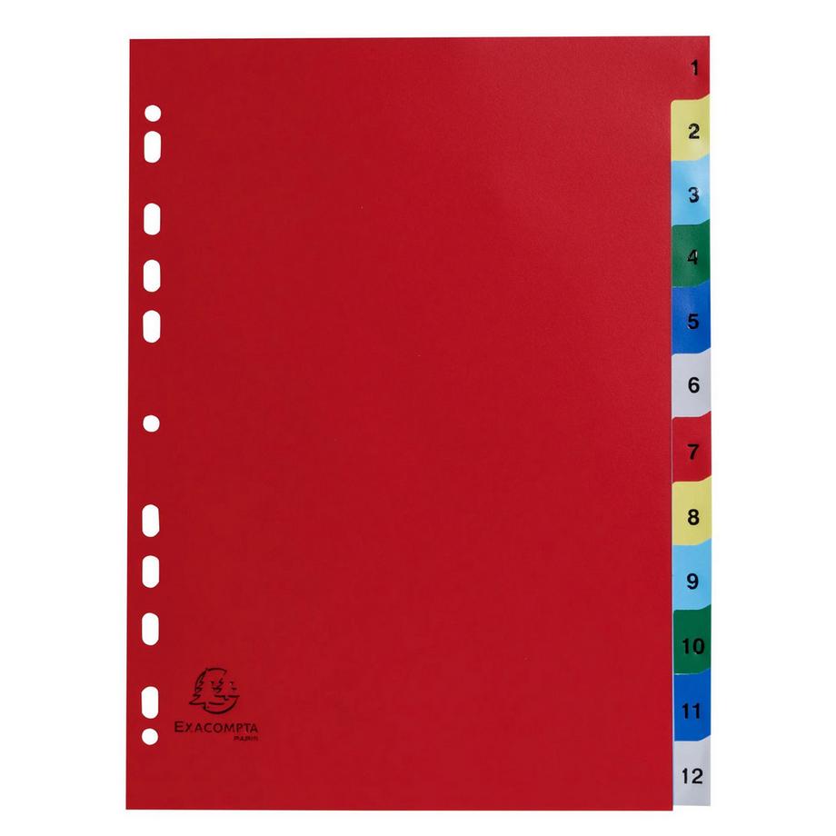 Intercalaires imprimés numériques polypropylène 12/100e - 12 positions - A4 - x 20