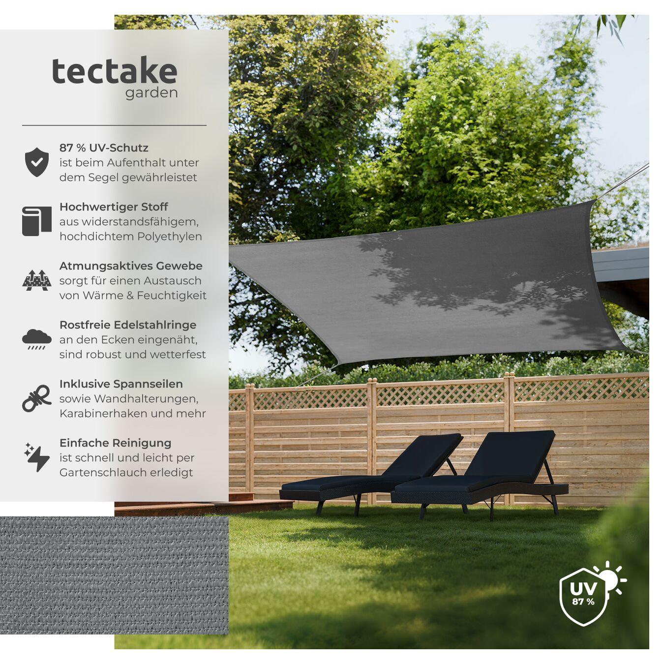 Tectake Voile d’ombrage SUNNY Différentes tailles en HDPE avec 87 % de protection UV  