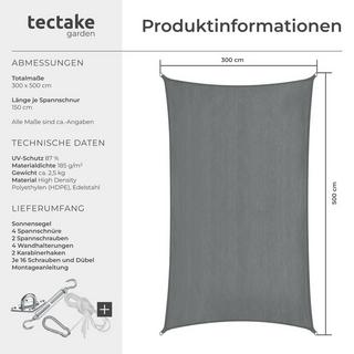 Tectake Voile d’ombrage SUNNY Différentes tailles en HDPE avec 87 % de protection UV  