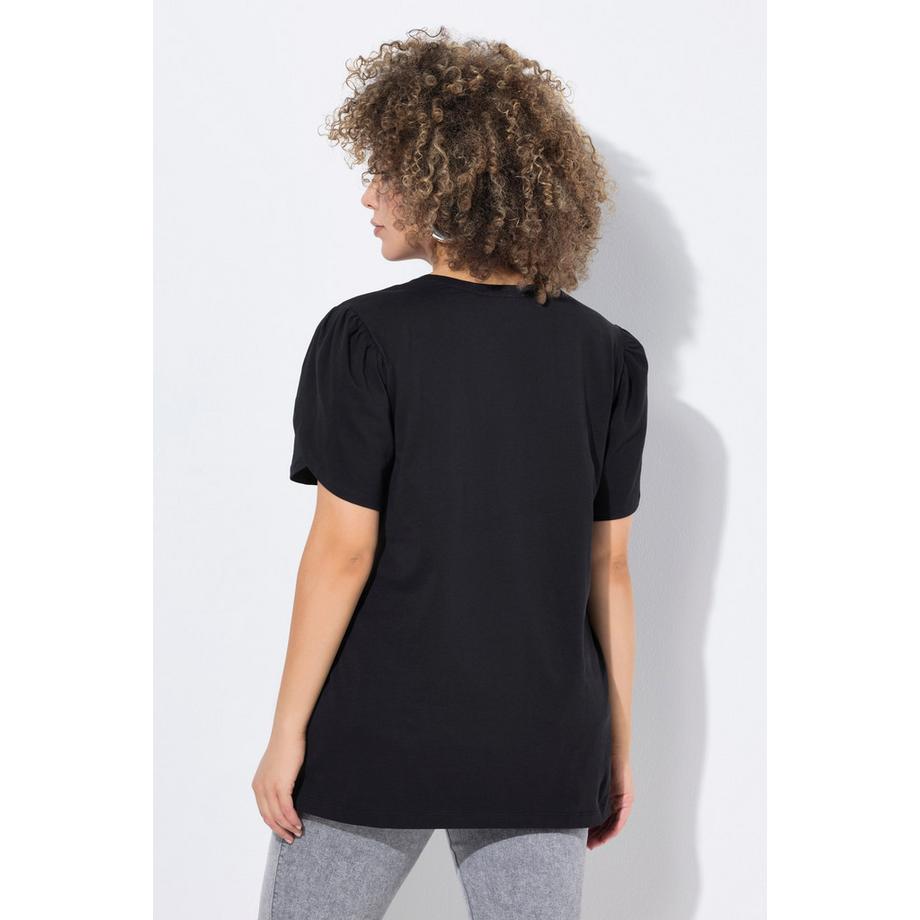 Ulla Popken T-shirt Effet Superposition Col Rond Manches Courtes Coupe Évasée  