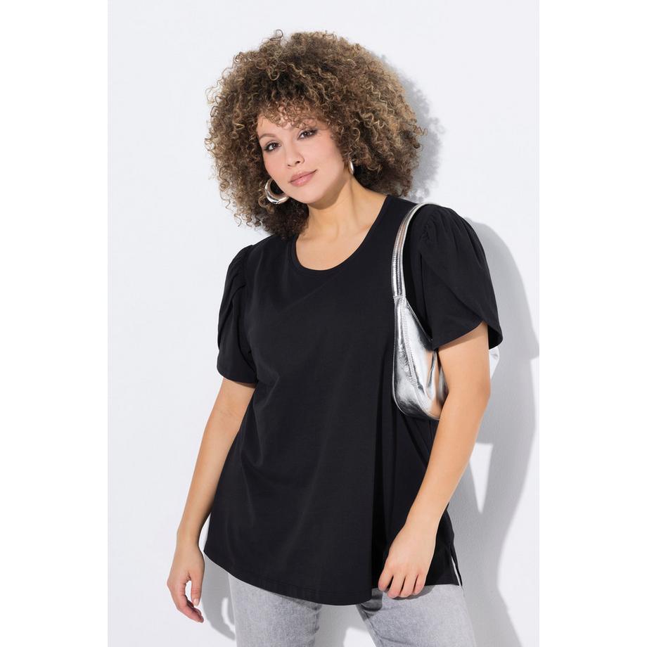 Ulla Popken T-shirt Effet Superposition Col Rond Manches Courtes Coupe Évasée  