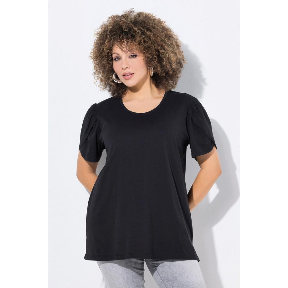 Ulla Popken T-shirt Effet Superposition Col Rond Manches Courtes Coupe Évasée  