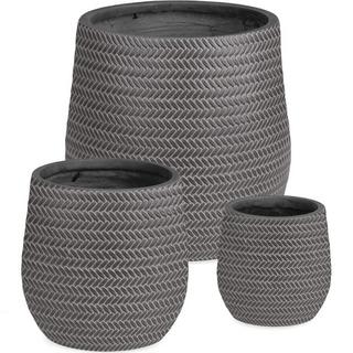 mutoni Cache-pot Tressage gris (lot de 3)  