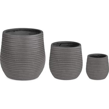 Cache-pot Tressage gris (lot de 3)