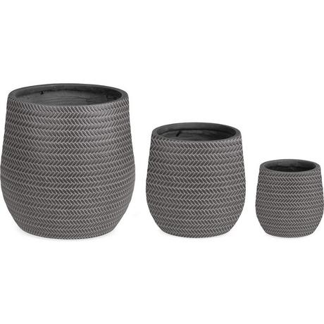 mutoni Cache-pot Tressage gris (lot de 3)  